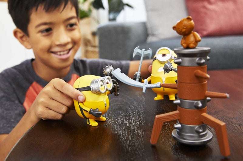 Minions The Rise of Gru Movie Moments Martial Arts Minions Approx 4in Action Figure Interactive Toy with Articulation  Kung Fu Movie Scene Training Accessories Older Minion Fans - Image 2
