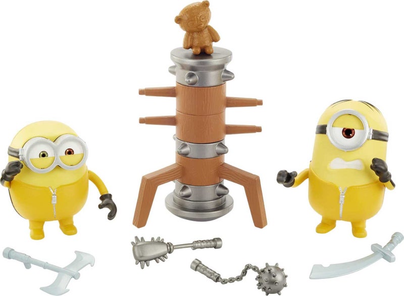 Minions The Rise of Gru Movie Moments Martial Arts Minions Approx 4in Action Figure Interactive Toy with Articulation  Kung Fu Movie Scene Training Accessories Older Minion Fans - Image 5