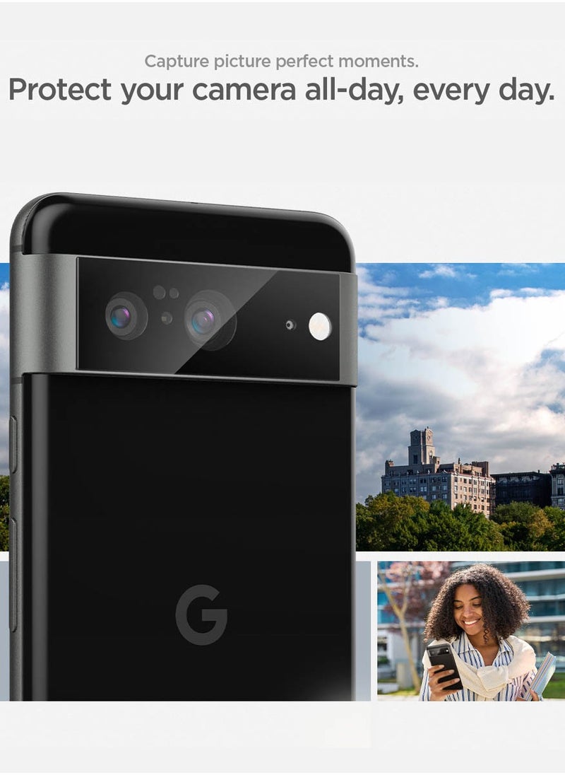 Spigen Glastr Ez Fit Optik Google Pixel 8 Camera Lens Protector Case Friendly [2 Pack] - Black  - Image 3