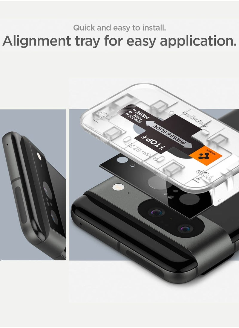 Spigen Glastr Ez Fit Optik Google Pixel 8 Camera Lens Protector Case Friendly [2 Pack] - Black  - Image 5