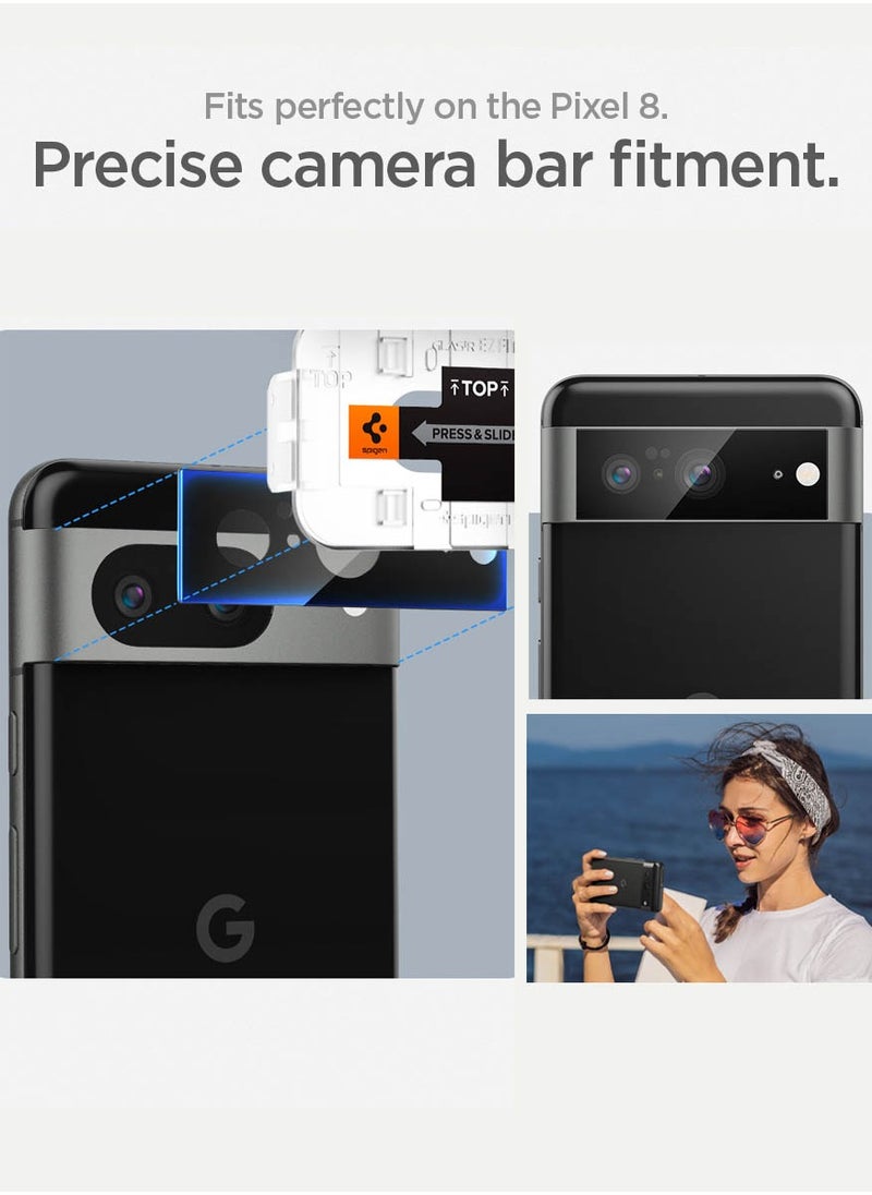Spigen - Glastr Ez Fit Optik Google Pixel 8 Camera Lens Protector Case Friendly [2 Pack] - Black - Image 1