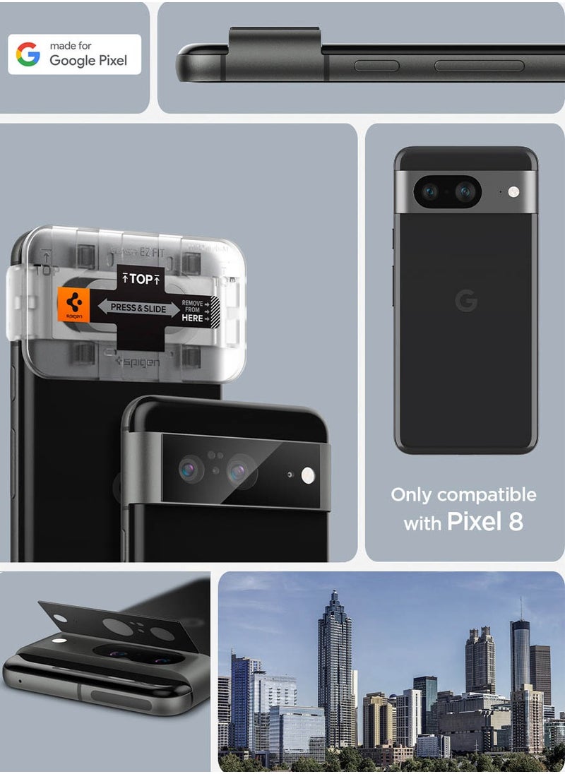 Spigen Glastr Ez Fit Optik Google Pixel 8 Camera Lens Protector Case Friendly [2 Pack] - Black  - Image 2