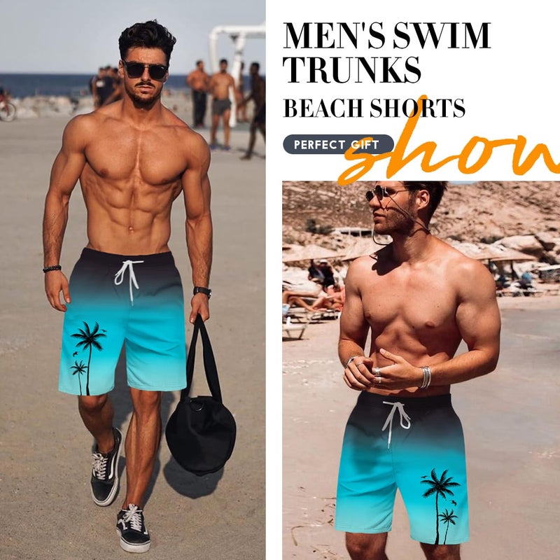 Lzzidou Men's Swim Trunks Hawaiian Bathing Mesh Lining Suit Swimsuits Beach Shorts with Pockets - Image 2