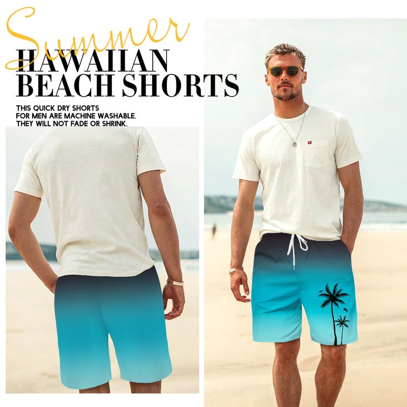 Lzzidou Men's Swim Trunks Hawaiian Bathing Mesh Lining Suit Swimsuits Beach Shorts with Pockets - Image 4