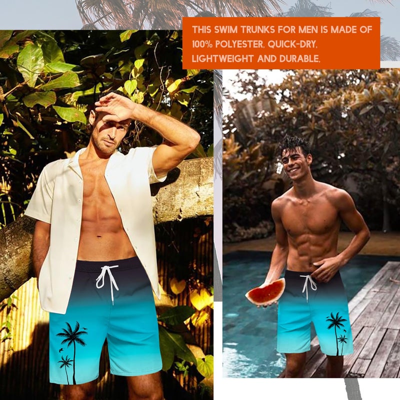 Lzzidou Men's Swim Trunks Hawaiian Bathing Mesh Lining Suit Swimsuits Beach Shorts with Pockets - Image 5