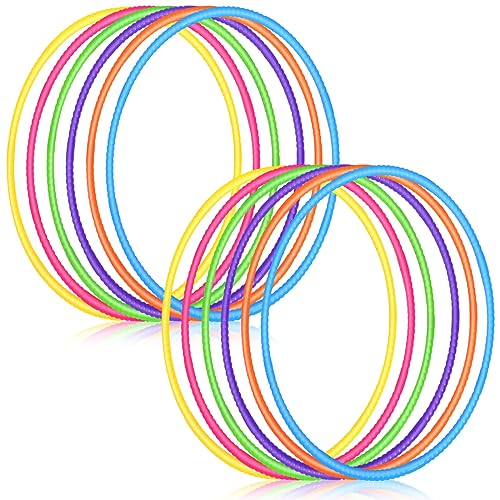 Sratte 6 Pcs Exercise Hoop Detachable Adjustable Plastic Hoops Snap Together Toy Ring Color Playground Toys for Girls and Boys Party Games Sports Exercise Dog Training28 InchSimple Colors - Image 1