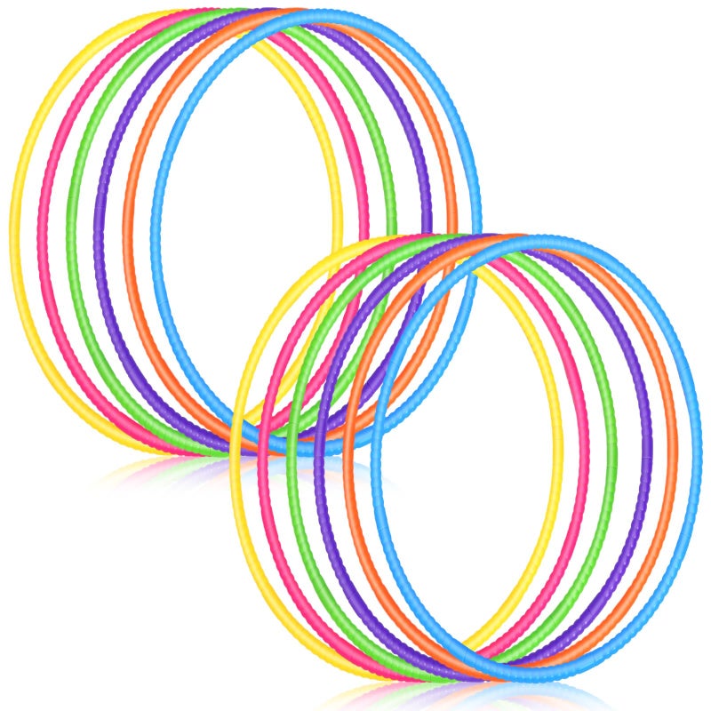 Sratte 6 Pcs Exercise Hoop Detachable Adjustable Plastic Hoops Snap Together Toy Ring Color Playground Toys for Girls and Boys Party Games Sports Exercise Dog Training28 InchSimple Colors - Image 2