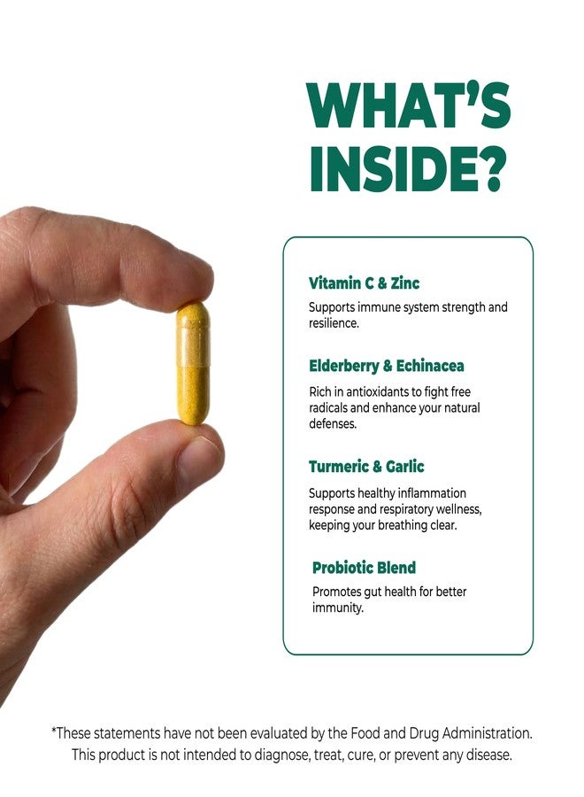 ELICORE Emergency Immune Support Supplement – Vitamin C, E, B6, Zinc, Elderberry, Echinacea, Garlic & Turmeric – Immune Booster for Adults – Gluten Free, Sugar Free, Vegan Friendly – 60 Capsules - Image 3