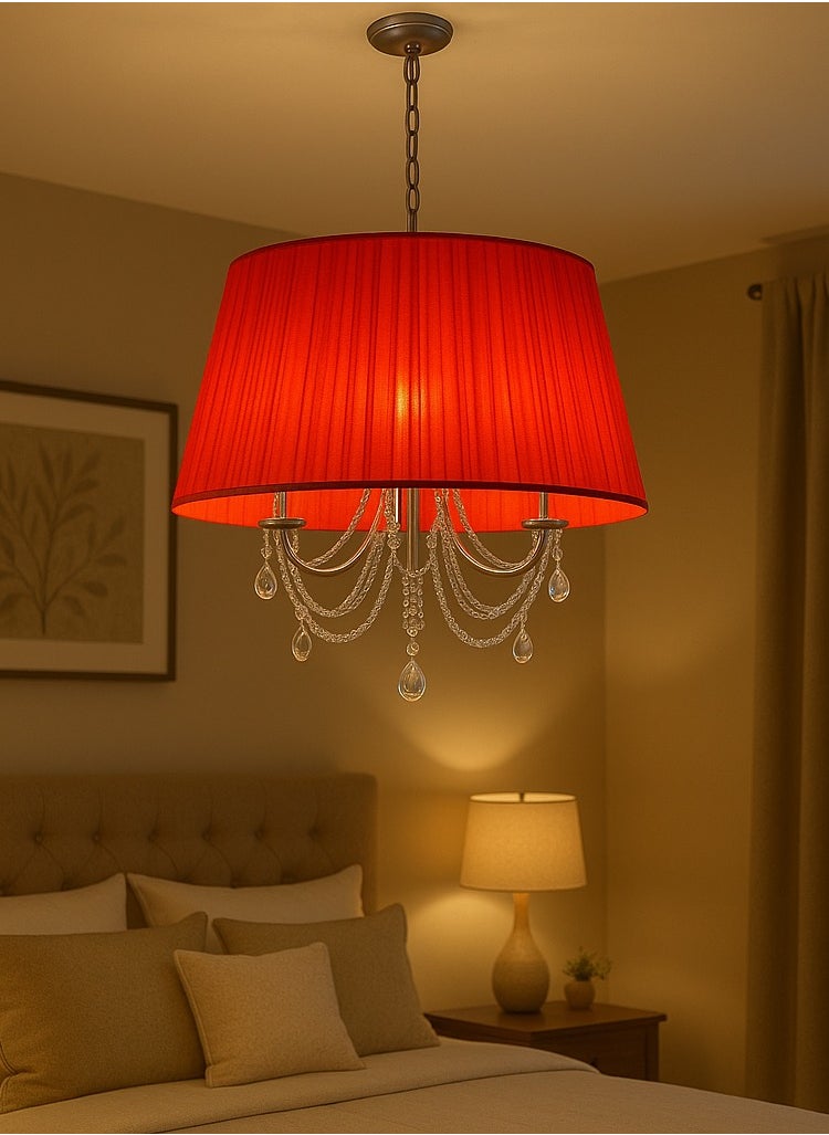Generic Soft lighting with red fabric – an elegant chandelier for warm nights  - Image 1