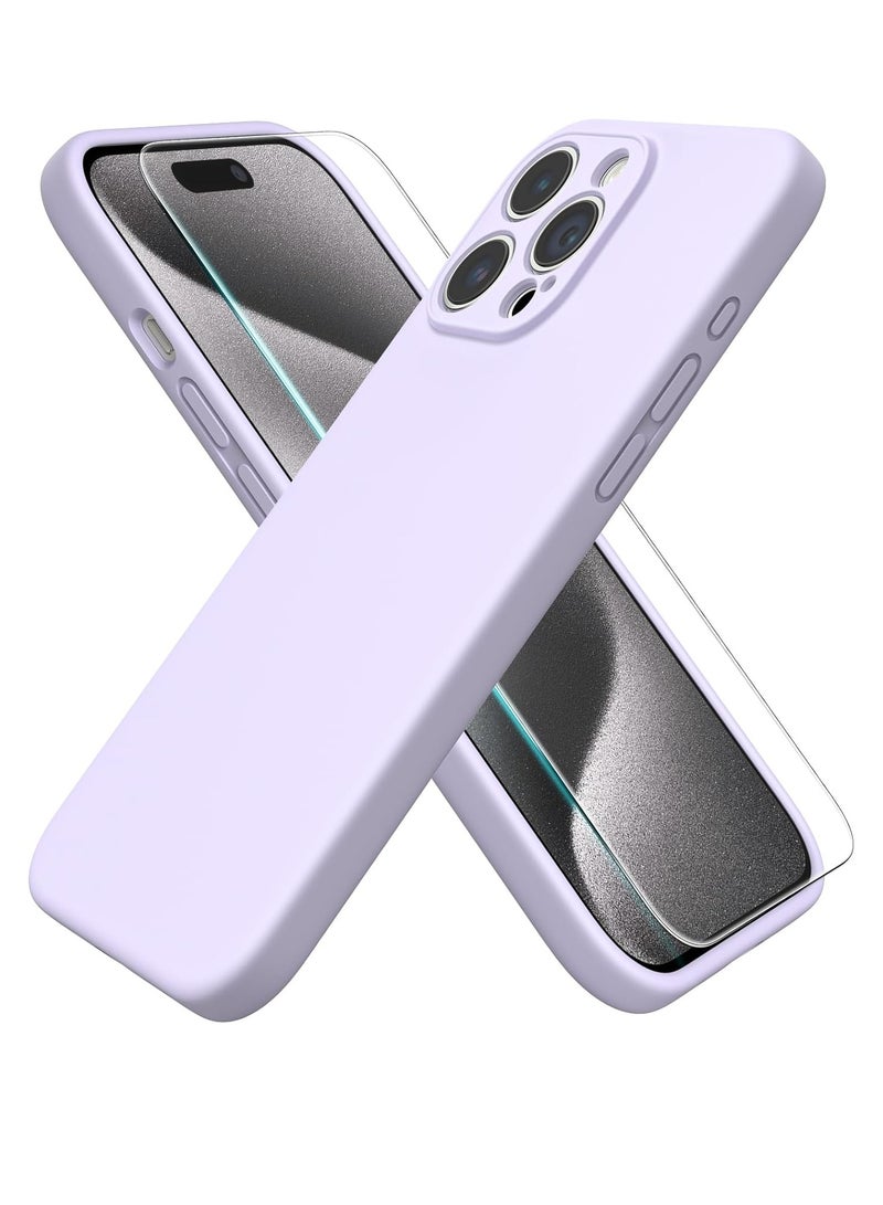 ELTRAZONE iPhone 15 Pro Max 6.7" Case – Pastel Lilac, Silky-Soft Liquid Silicone, Shockproof Rubber, Includes 1 x Screen Protector - Image 1