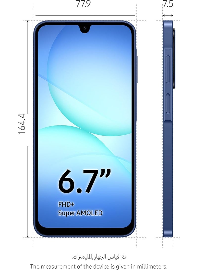 سامسونج جالاكسي A17 5G أزرق (8 جيجابايت رام / 256 جيجابايت تخزين) هاتف ذكي بنظام أندرويد | 6 ترقيات لنظام التشغيل، شاشة كبيرة، كاميرا 50 ميجابكسل OIS | نسخة دولية - Image 3