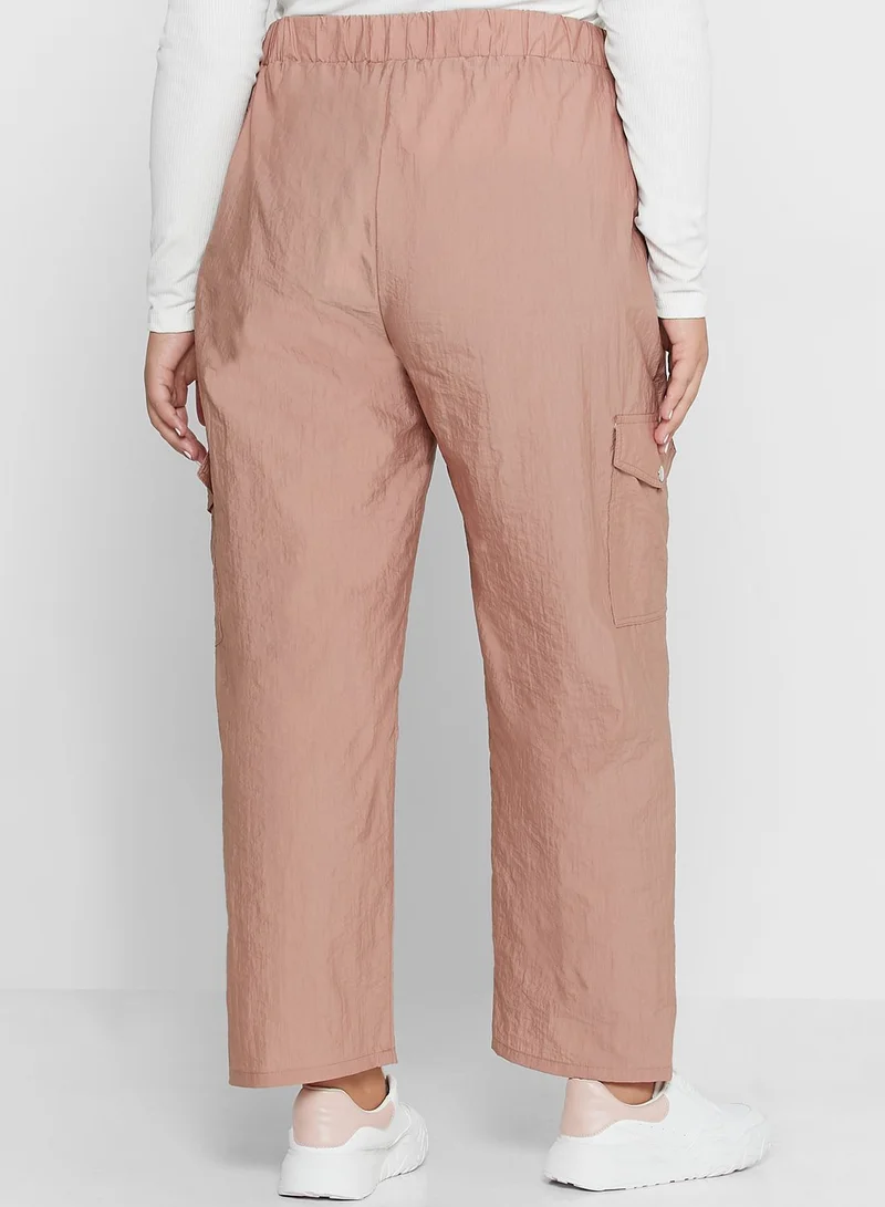 Alia by modanisa Textured Cargo Pocket Detailed Trousers