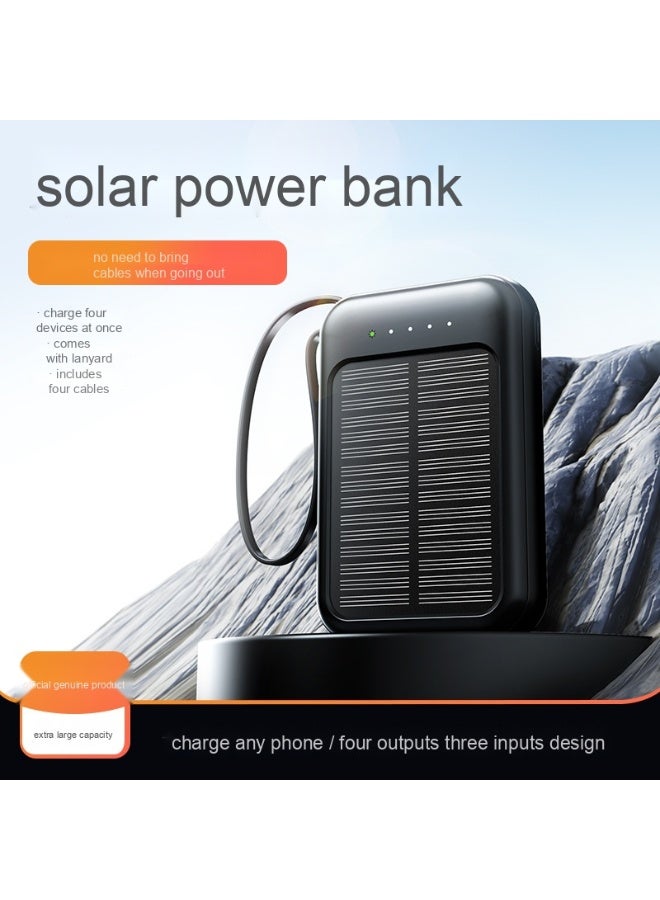 Mini Solar Power Bank with Built-in Cable, Portable High Capacity 10000mAh Charger - Image 5