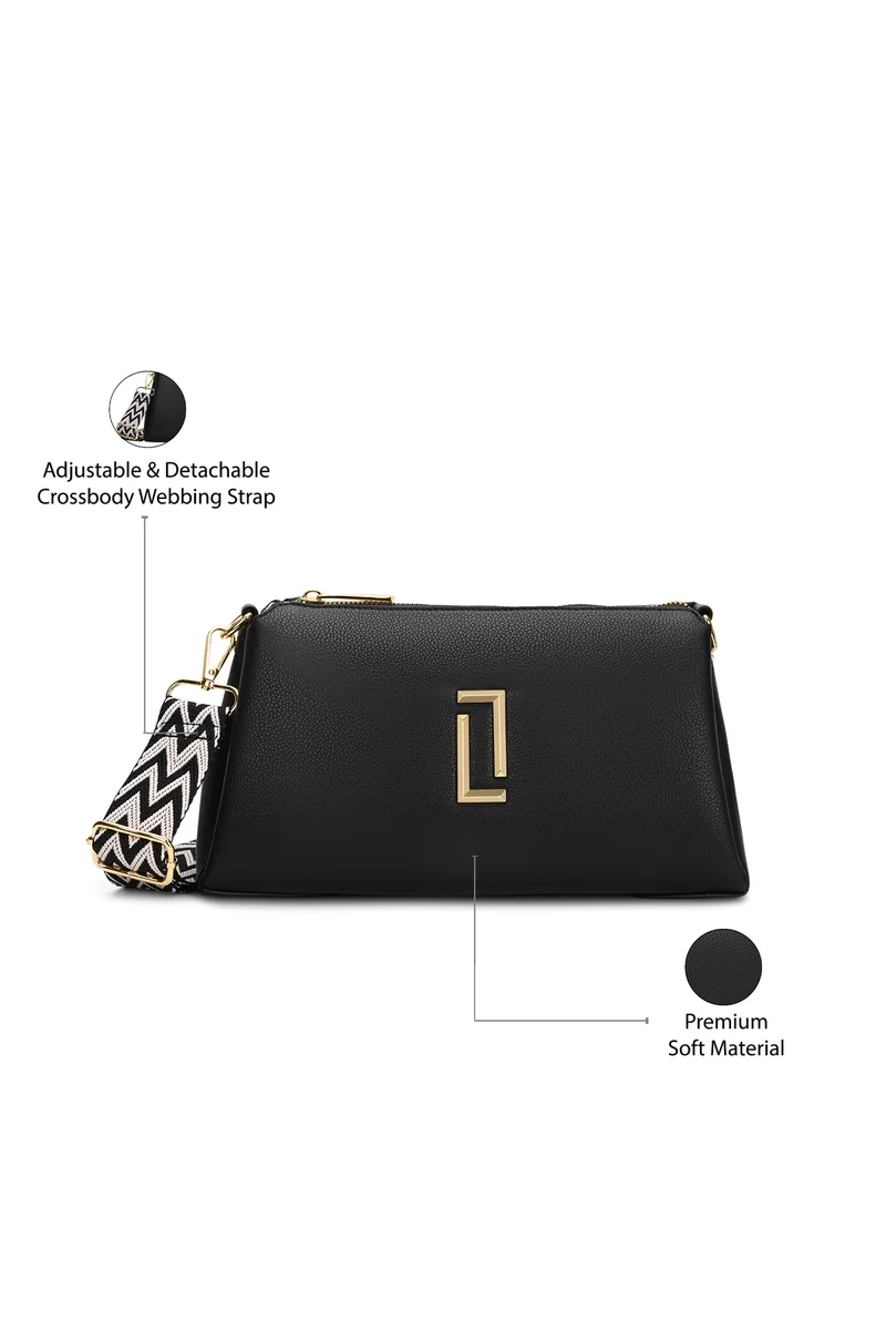 Lavie Luxe Women's Tory26 3-Compartment Sling Bag (Black)