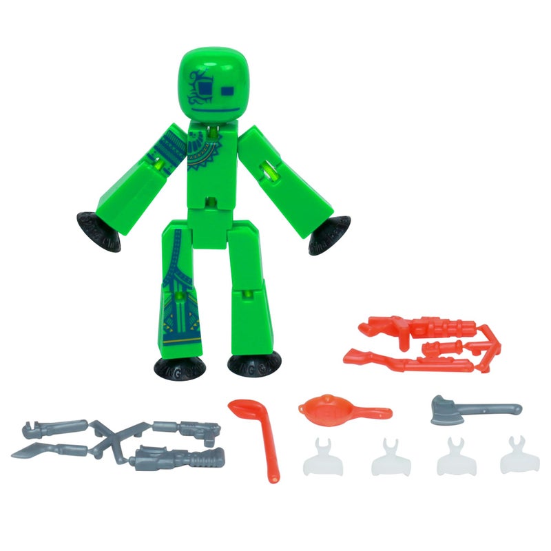 Zing StikBot Zingtannica Action Pack - Collectible Action Figures and Accessories, Includes 1 Stikbot, 1 Set of Accessories, Stop Motion Animation, Ages 4 and Up (Green (Karmatopia)) - Image 1