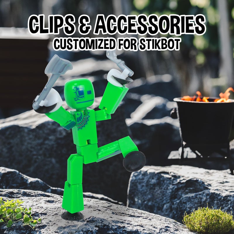 Zing StikBot Zingtannica Action Pack - Collectible Action Figures and Accessories, Includes 1 Stikbot, 1 Set of Accessories, Stop Motion Animation, Ages 4 and Up (Green (Karmatopia)) - Image 5