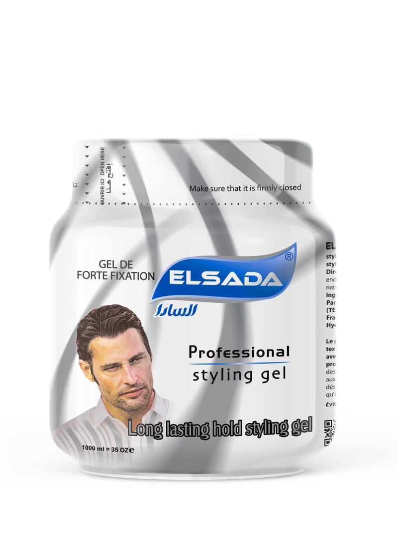 El SADA - EL SADA Long Lasting Hair Styling Gel: Premium Hold and Shine in a 1-Liter Grey Bottle - Image 1