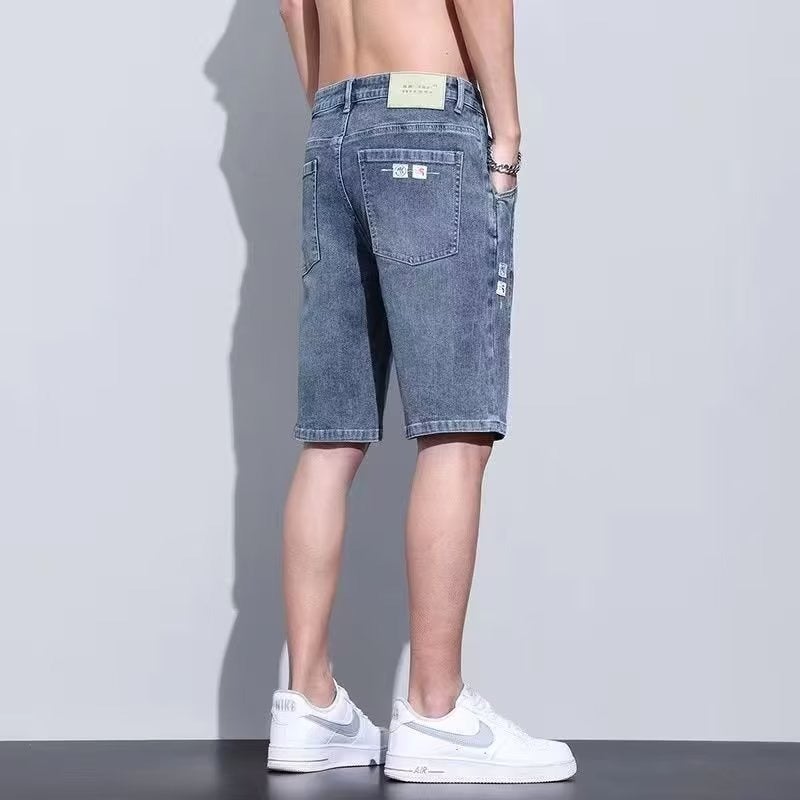 Generic Light Color Denim Shorts Mens Summer Thin Loose Straight Ice Silk Medium Pants 2023 New Stretch Five-point breeches Blue