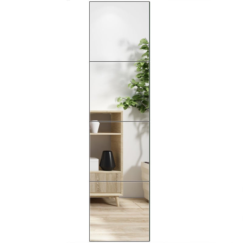 Ruomeng Full Length Wall Mirror Tiles  10 x 10 x 4Pcs Frameless Full Body Mirror Tiles Wall Mounted Mirror for Home Gym Vanity Bedroom Living Room