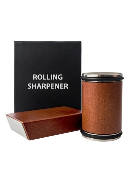 Roll Knife Sharpener, Knife Sharpening Tool Made Easy, Suitable for Kitchen Knives, Knife Sharpener Set Provides 15 and 20 Degree Sharpening (Brown)