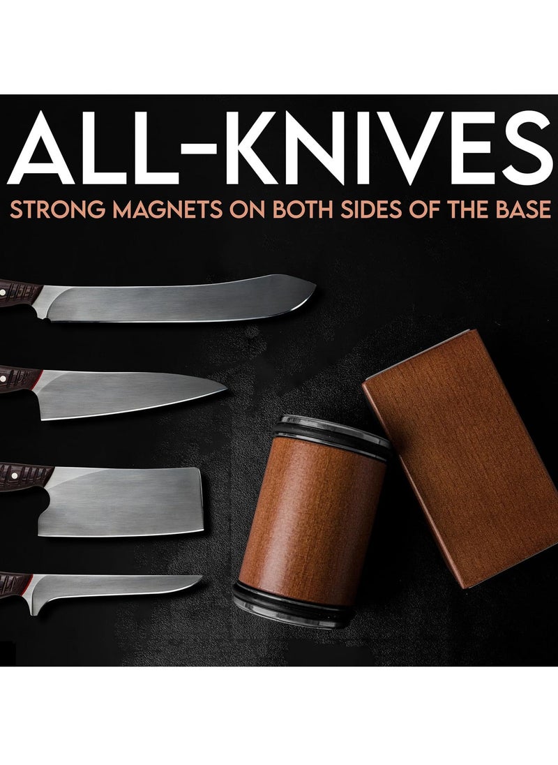 Generic - Roll Knife Sharpener, Knife Sharpening Tool Made Easy, Suitable for Kitchen Knives, Knife Sharpener Set Provides 15 and 20 Degree Sharpening (Brown) - Image 1