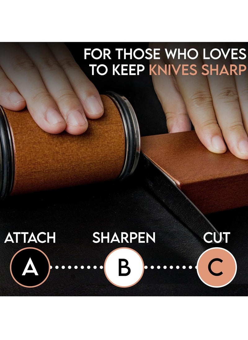 Generic - Roll Knife Sharpener, Knife Sharpening Tool Made Easy, Suitable for Kitchen Knives, Knife Sharpener Set Provides 15 and 20 Degree Sharpening (Brown) - Image 1