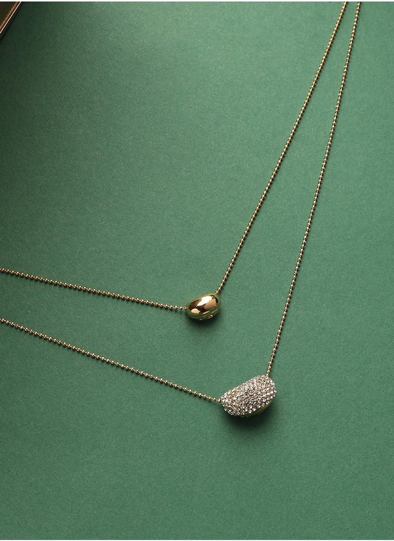 سوهي قلادة Bling Bean متعددة الخيوط - ذهبي شامبين  - Image 3