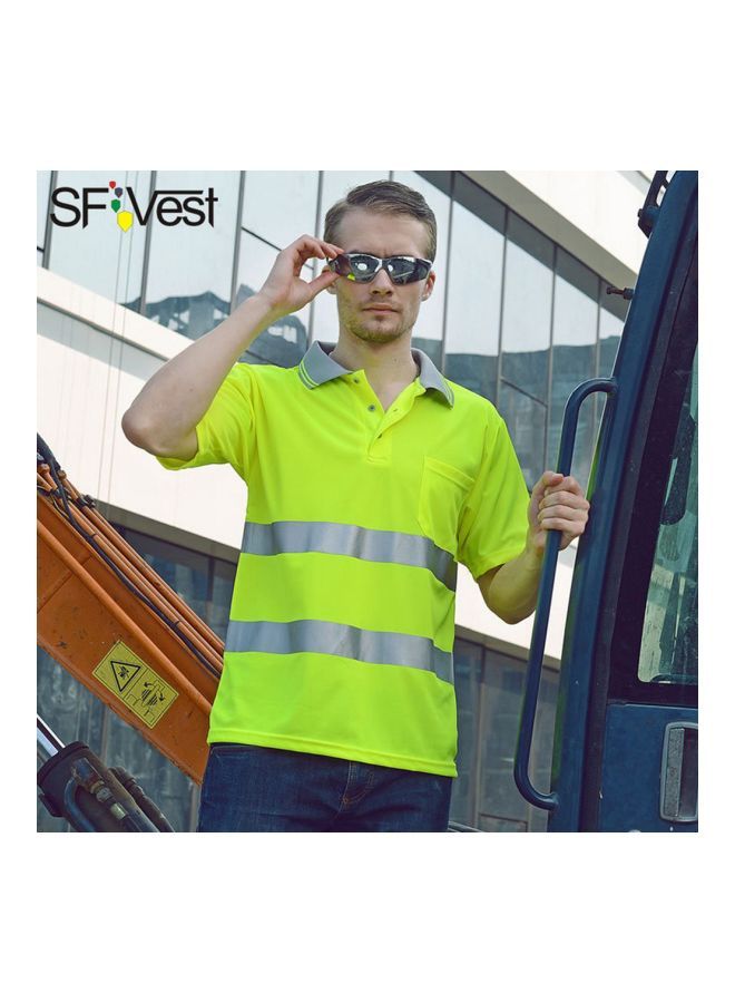NIBEMINENT High Visibility Reflective Safety T-Shirt Green/Grey L  - Image 4