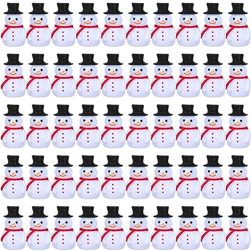 Liliful 150 Pcs Winter Mini Snowman Figurines Christmas Tiny Resin Snowman Decoration with Hat Xmas Micro Landscape Ornament Garden Accessories Mini Winter Ornaments for Crafts DIY Xmas Party - Image 1