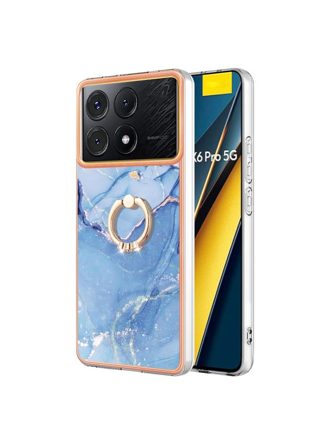 Case For Xiaomi Poco X6 Pro / Redmi K70E Electroplating Marble Dual-side IMD Phone Case with Ring