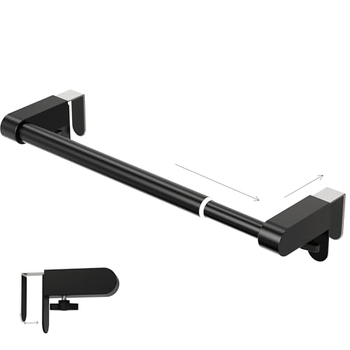 VEHHE Kitchen Towel Holder, Hand Screwed Telescopic Kitchen Towel Rack No Tools Required, Adjustable Length and Width Over The Cabinet Door Towel Rack with EVA Foam Pad (Black) - Image 1