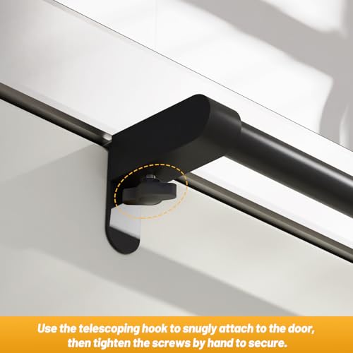VEHHE Kitchen Towel Holder, Hand Screwed Telescopic Kitchen Towel Rack No Tools Required, Adjustable Length and Width Over The Cabinet Door Towel Rack with EVA Foam Pad (Black) - Image 5
