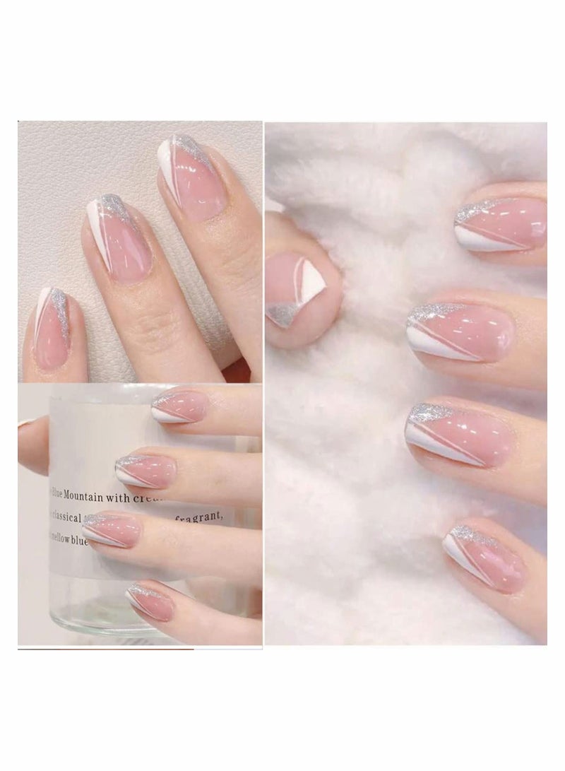 SYOSI Nail Art Stickers Decals 8 Sheets 3D Self-Adhesive French Tips V Pattern for Natural Fingernails Acrylic Nails Decor Women Girls DIY Decoration - Image 3