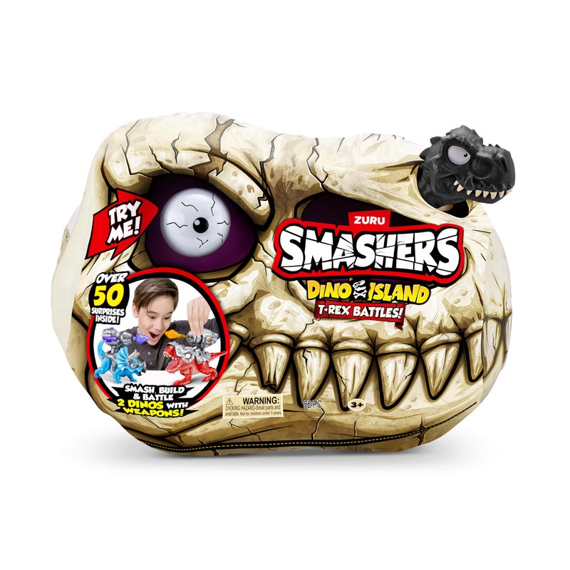 ZURU SMASHERS Smashers Dino Island T-Rex Battles (Black Version) by ZURU 50+ Surprises Boys Collectible Dinosaur T-Rex Triceratops Surprise Slime Sand Compounds Discovery - Image 2