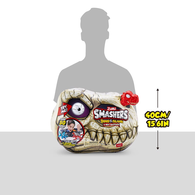 ZURU SMASHERS Smashers Dino Island T-Rex Battles (Black Version) by ZURU 50+ Surprises Boys Collectible Dinosaur T-Rex Triceratops Surprise Slime Sand Compounds Discovery - Image 3