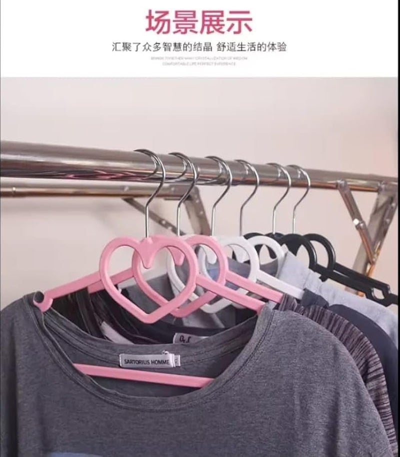 Clothes Hangers Set Of 5 Chamois Finish With Stainless Steel Hook, Non Slip Heart Shape Design, Durable Wardrobe Hangers For Shirts Dresses And Daily Use (Pink) - Image 3