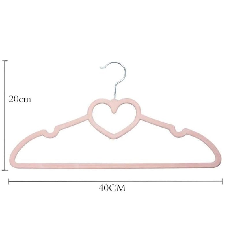 Clothes Hangers Set Of 5 Chamois Finish With Stainless Steel Hook, Non Slip Heart Shape Design, Durable Wardrobe Hangers For Shirts Dresses And Daily Use (Pink) - Image 2