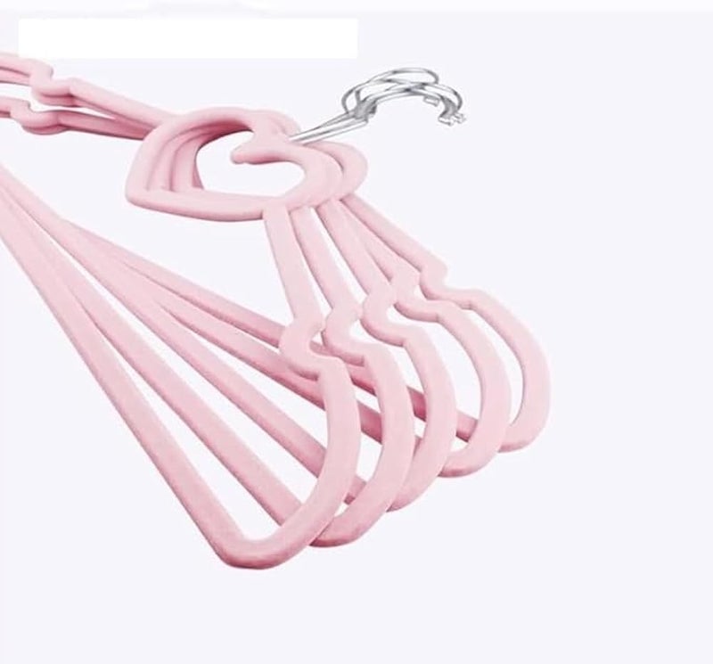 Clothes Hangers Set Of 5 Chamois Finish With Stainless Steel Hook, Non Slip Heart Shape Design, Durable Wardrobe Hangers For Shirts Dresses And Daily Use (Pink) - Image 5