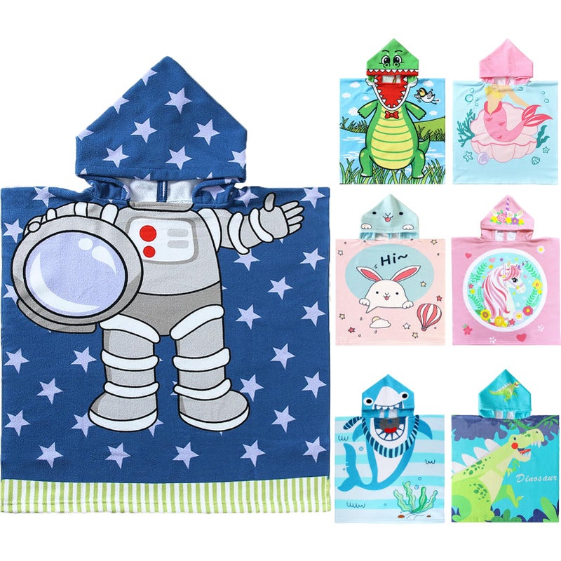 NovForth Kids Beach Towel for Boys Girls Astronaut Hooded Bath Towel Wrap Toddler Pool Towel with Hood