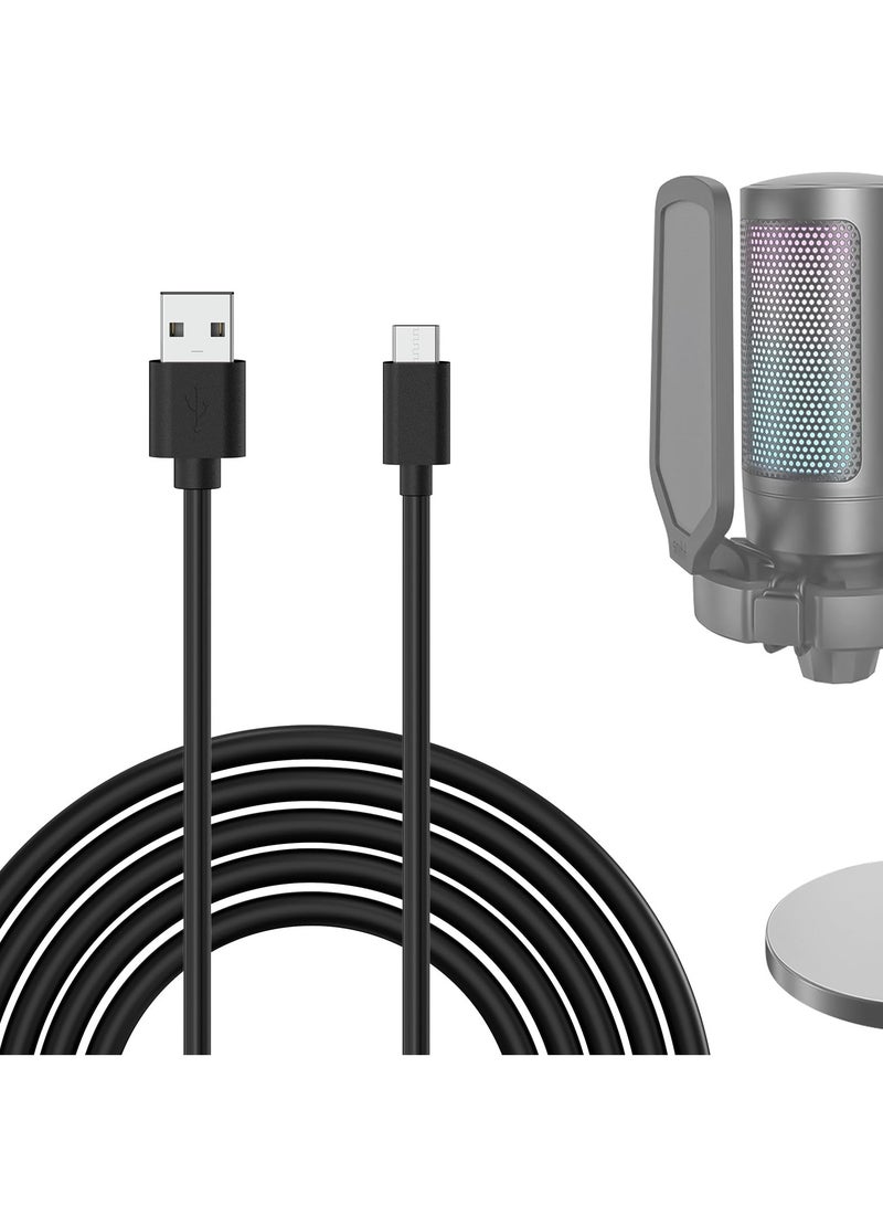 erorex USB A to Type C Microphone Cable 10 ft / 3 M, Compatible with FIFINE AmpliGame A6, HyperX QuadCast S, SoloCast, Logitech G Yeti GX, TONOR TC30 Mic Cord (Black) - Image 1