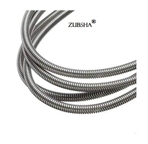 ZUBSHA Standard Curtain Spring Wire 1Meters Aluminium Window Cord KIT ZINC Polished Spring Wire with 10 Hooks and Eyes Silver1meter - Image 2