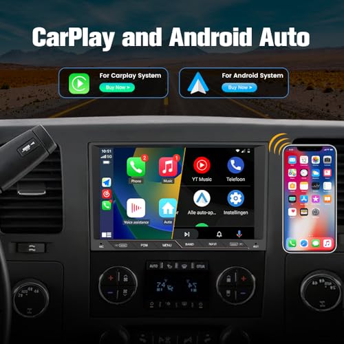 Vratzn Android 13 Car Radio Stereo for Chevrolet Silverado GMC Sierra Yukon 2007-2013 with 2G RAM 64G ROM CarPlay Android Auto Bluetooth GPS - Image 3