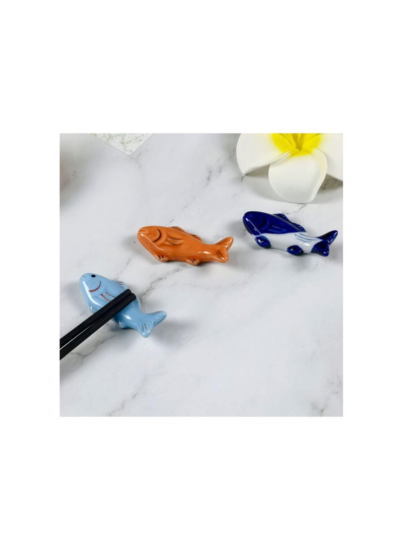 GGOOT 6pcs Ceramic Chopsticks Rest Goldfish Chopstick Holders Desktop Japanese Spoon Utensil Rest Fork Spoon Holder for Hotel Restaurant Family - Image 2