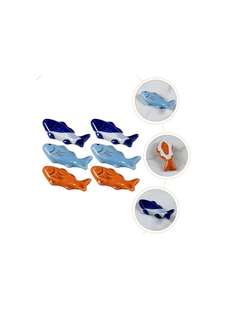 GGOOT 6pcs Ceramic Chopsticks Rest Goldfish Chopstick Holders Desktop Japanese Spoon Utensil Rest Fork Spoon Holder for Hotel Restaurant Family - Image 5