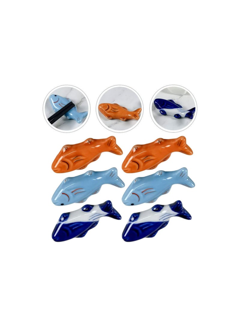 GGOOT 6pcs Ceramic Chopsticks Rest Goldfish Chopstick Holders Desktop Japanese Spoon Utensil Rest Fork Spoon Holder for Hotel Restaurant Family - Image 3