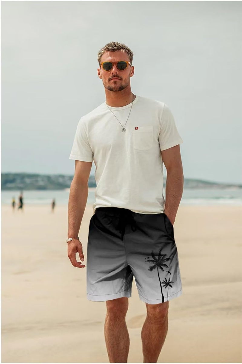 Lzzidou Men's Swim Trunks Hawaiian Bathing Mesh Lining Suit Swimsuits Beach Shorts with Pockets - Image 2