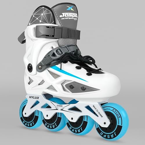 jaspo Hylux Professional Inline Unisexyouth Skates | ABEC-7 Bearings, 80mm 85A Wheels, Aluminium Frame, Hard Shell Boot | Speed Skating Roller Blades for Adults & Teens,White - Image 1