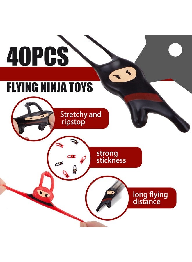 شيندل 40 قطعة من النينجا الطائر المرن من Shindel، ألعاب النينجا المقلاع المرنة المضحكة للأولاد والبنات، هدايا عيد ميلاد رائعة، هدايا حفلات، هدايا تبادل للفصل الدراسي للأعمار من 8 إلى 12 عامًا - Image 3
