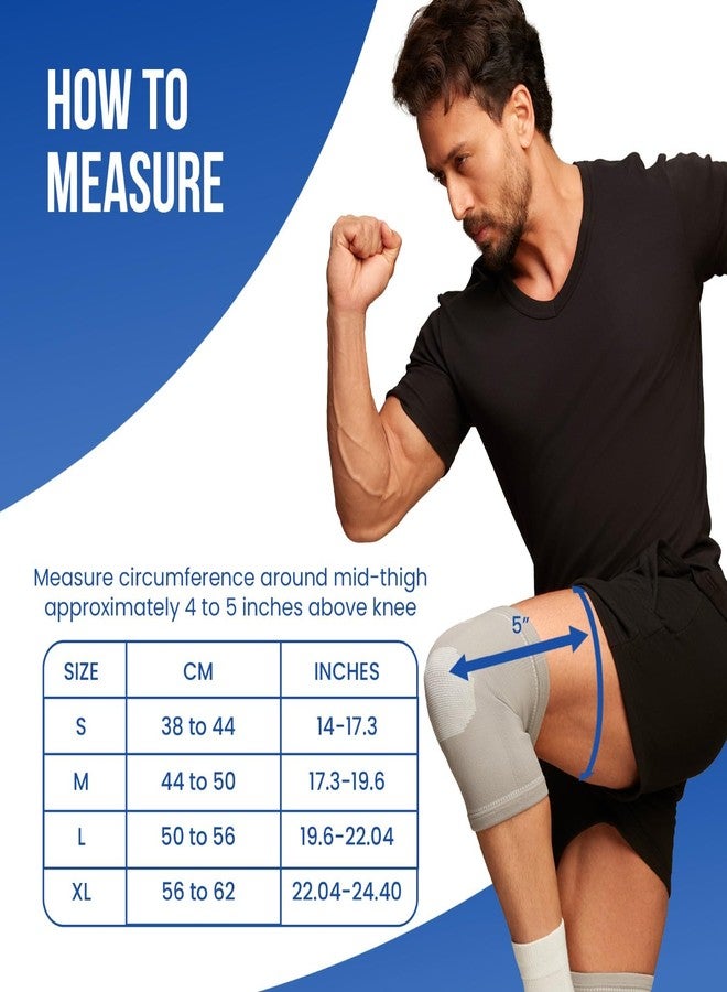 Leeford Ortho Premium Knee Cap Support for Pain Relief | Gym Knee Support for Sprains, Arthritis & Tendonitis | Men & Women | Comfortable, Breathable & Non-Slip Size -XL Grey - Image 3