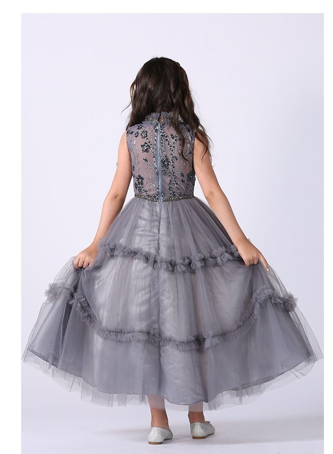 Modern Design Pantie Dress Of Tulle Material On A High Neck Decorated With Sequins And Inlaid With Hand Embroidery On A Thin Belt Embroidered From The Bottom, A Wide Cut  - Image 3